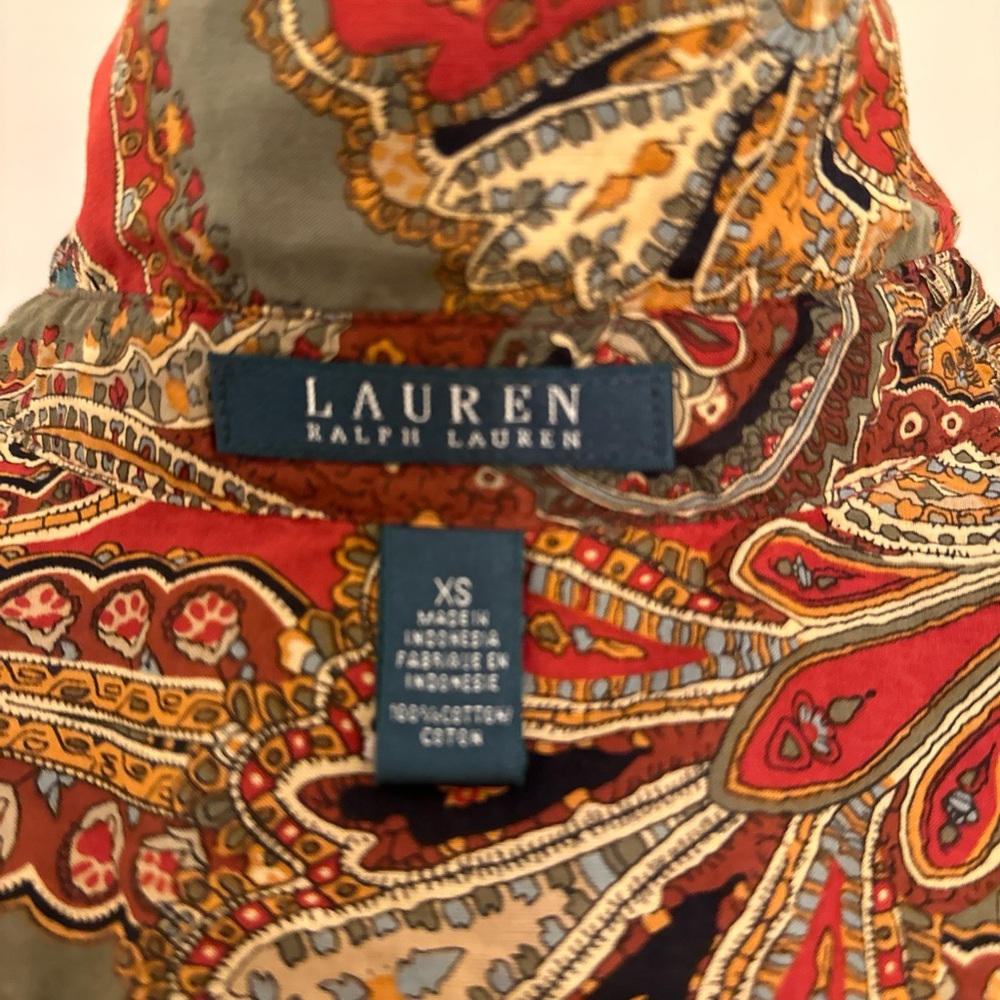 RL Paisley Fall colors shirt, sz xs - Picture 3 of 4